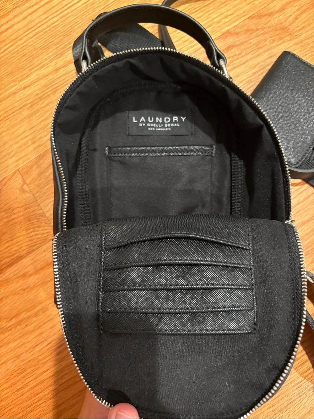 Black Mini Crossbody Backpack with Card Holder